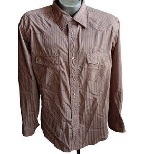 Vtg Rockabilly Western Shirt 80s Cowboy Snapper Large Wrangler Shiny Stripe